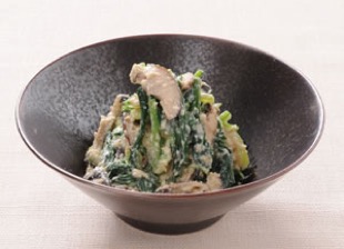 京壬生菜と焼きしいたけの白和え